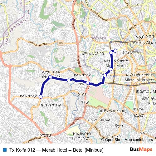 Tx Kolfa 012 bus Line Map