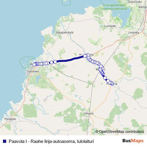 Paavola I - Raahe linja-autoasema, tulolaituri bus Line Map