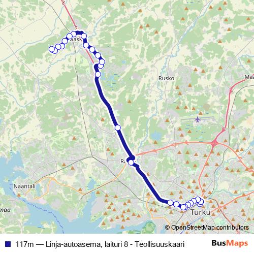117m bus Line Map