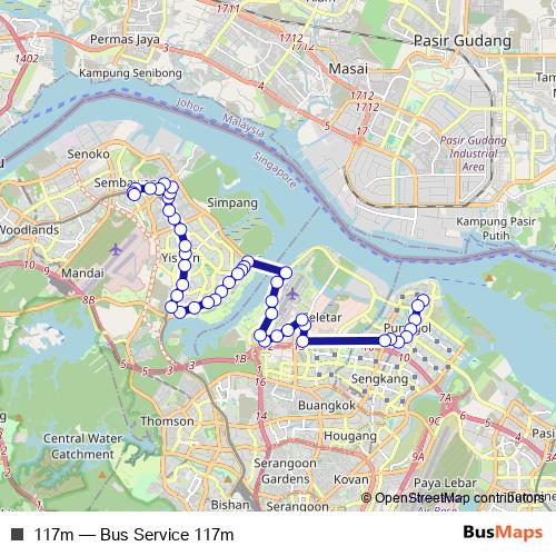 117m bus Line Map