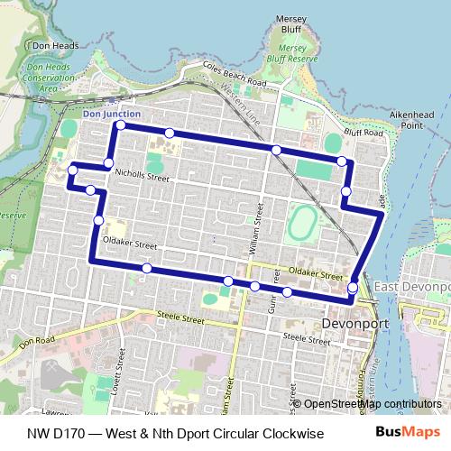 NW D170 bus Line Map