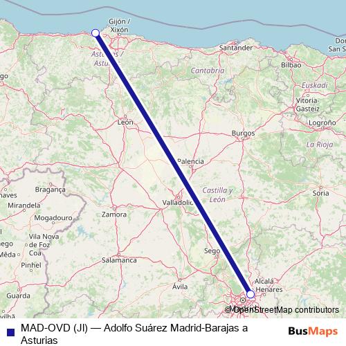 MAD-OVD (Jl) air Line Map