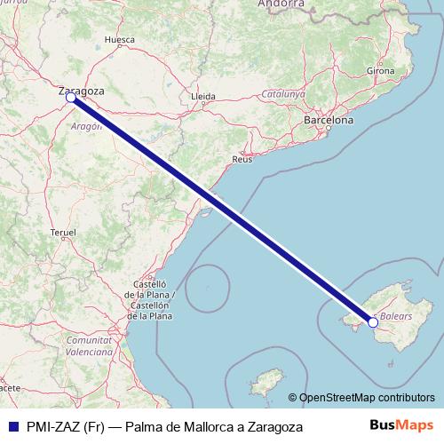 PMI-ZAZ (Fr) air Line Map
