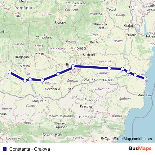 Constanţa - Craiova rail Line Map