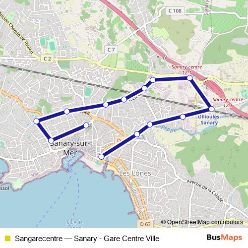 Sangarecentre bus Line Map