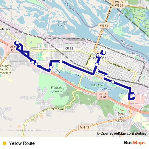 Yellow Route bus Line Map