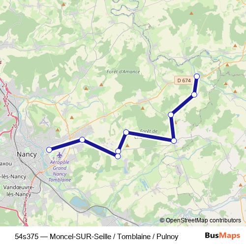 54s375 bus Line Map
