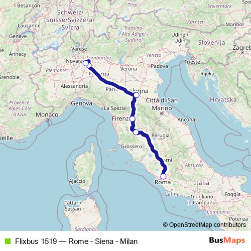 Flixbus 1519 bus Line Map