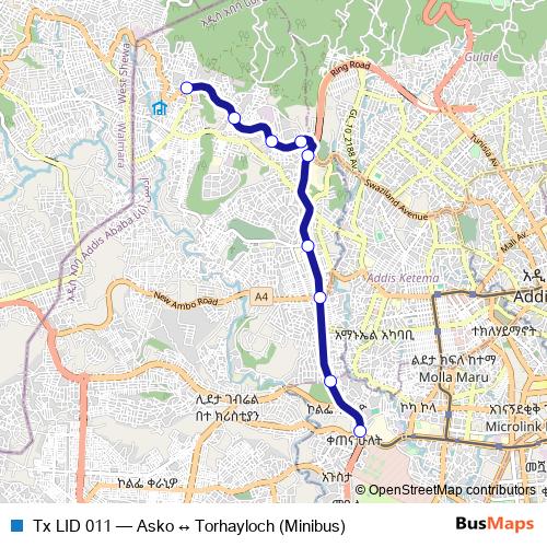 Tx LID 011 bus Line Map