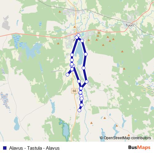 Alavus - Tastula - Alavus bus Line Map
