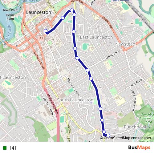 141 bus Line Map
