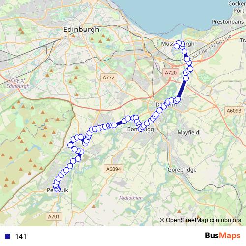 141 bus Line Map