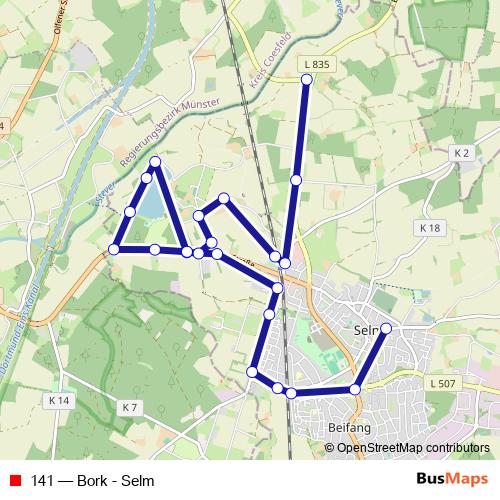 141 bus Line Map