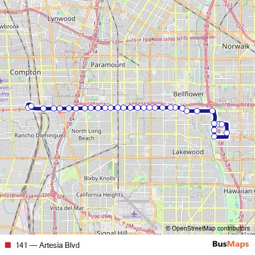 141 bus Line Map