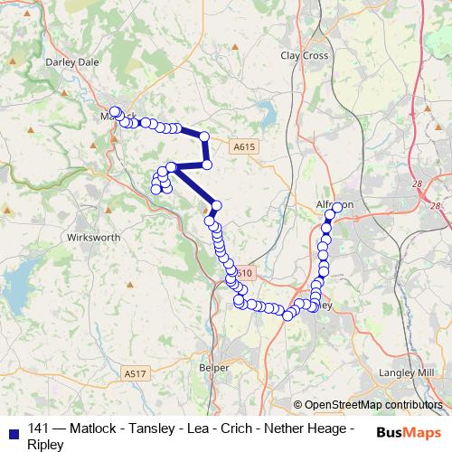 141 bus Line Map