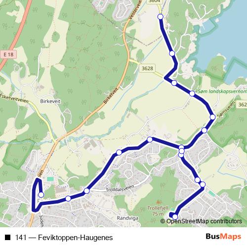 141 bus Line Map