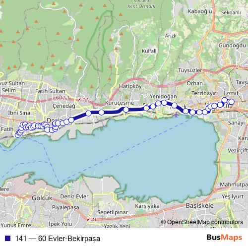 141 bus Line Map