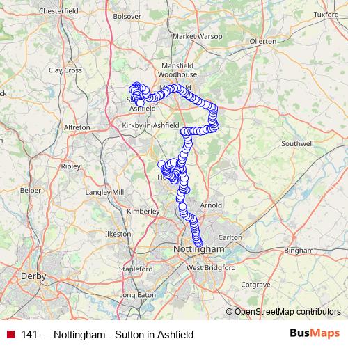 141 bus Line Map