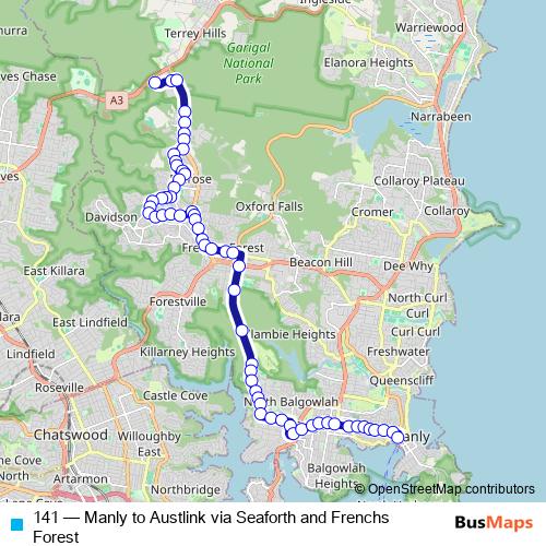 141 bus Line Map