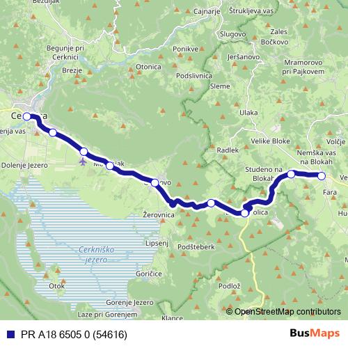 PR A18 6505 0 (54616) bus Line Map