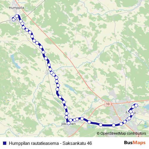 Humppilan rautatieasema - Saksankatu 46 bus Line Map