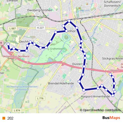 202 bus Line Map