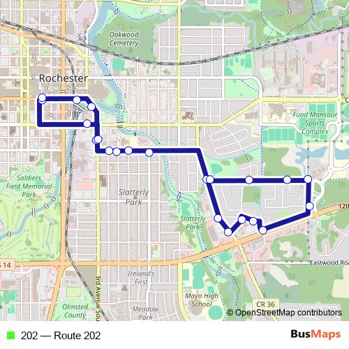 202 bus Line Map
