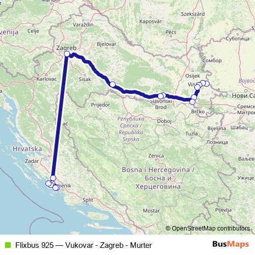 Flixbus 925 bus Line Map