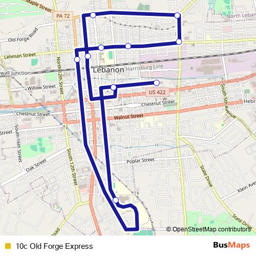 10c Old Forge Express bus Line Map