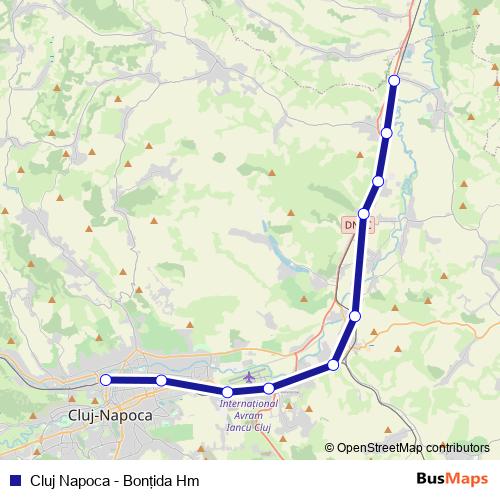 Cluj Napoca - Bonţida Hm rail Line Map