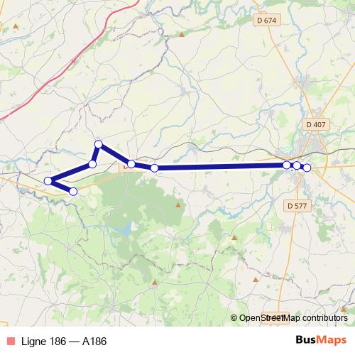 Ligne 186 bus Line Map
