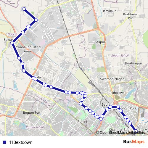 113extdown bus Line Map