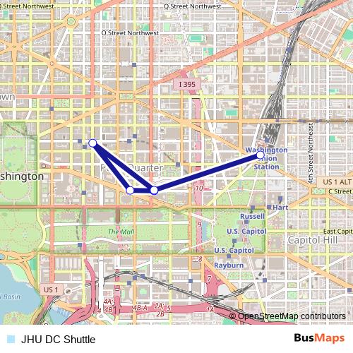 JHU DC Shuttle bus Line Map