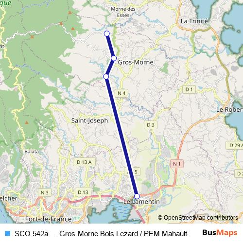 SCO 542a bus Line Map