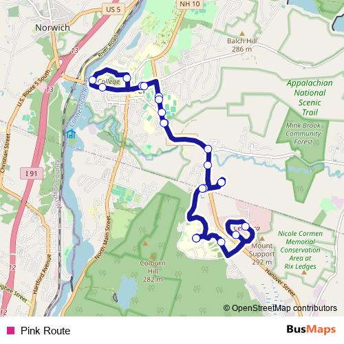 Pink Route bus Line Map