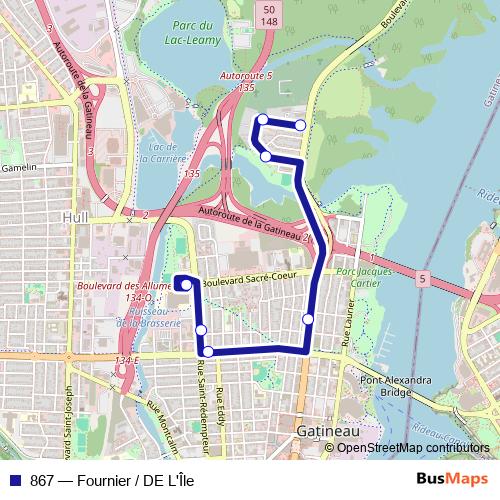 867 bus Line Map