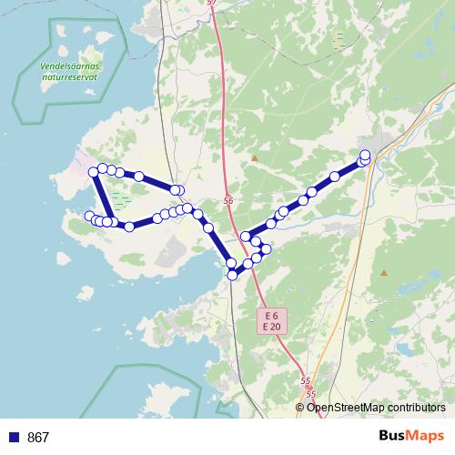 867 bus Line Map