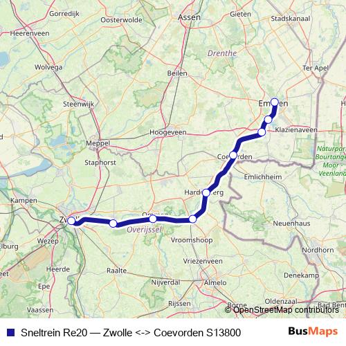 Sneltrein Re20 rail Line Map