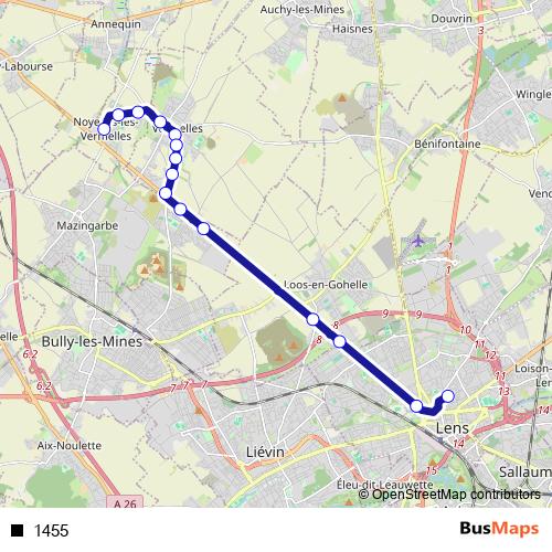 1455 bus Line Map