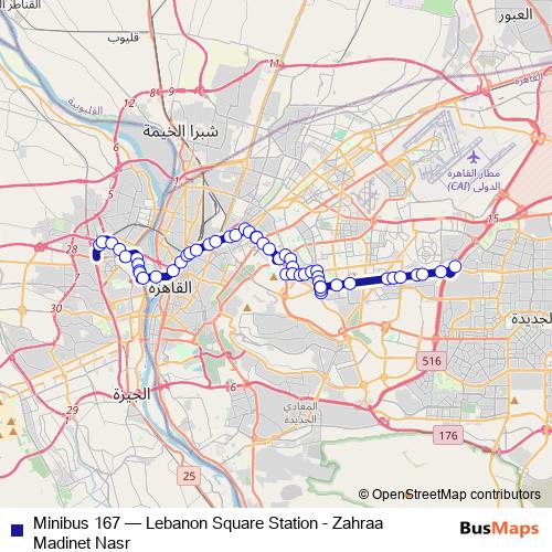 Minibus 167 bus Line Map
