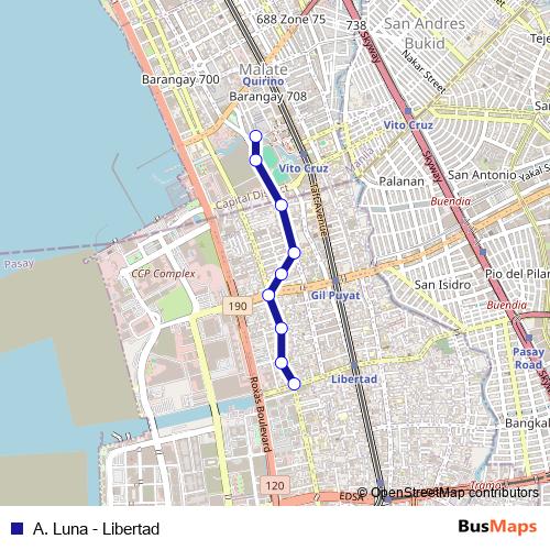 A. Luna - Libertad bus Line Map