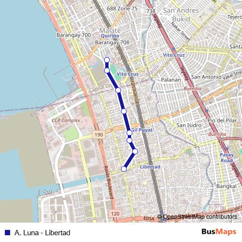 A. Luna - Libertad bus Line Map