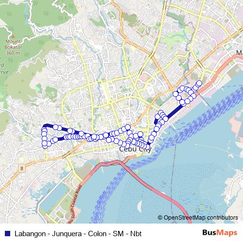 Labangon - Junquera - Colon - SM - Nbt bus Line Map