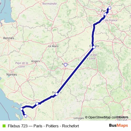 Flixbus 723 bus Line Map