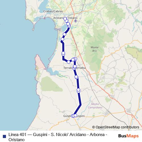 Linea 401 bus Line Map