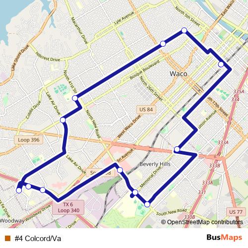 #4 Colcord/Va bus Line Map
