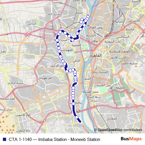 CTA 1-1140 bus Line Map