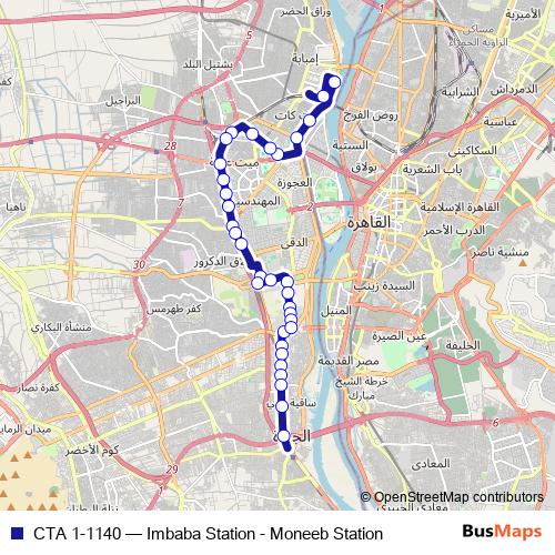 CTA 1-1140 bus Line Map