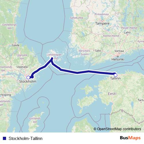 Stockholm-Tallinn ferry Line Map