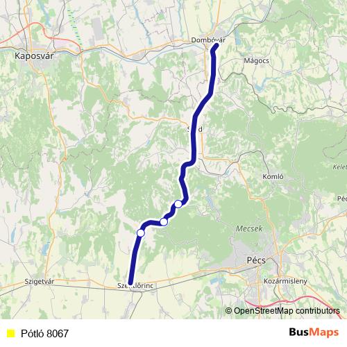 Pótló 8067 bus Line Map